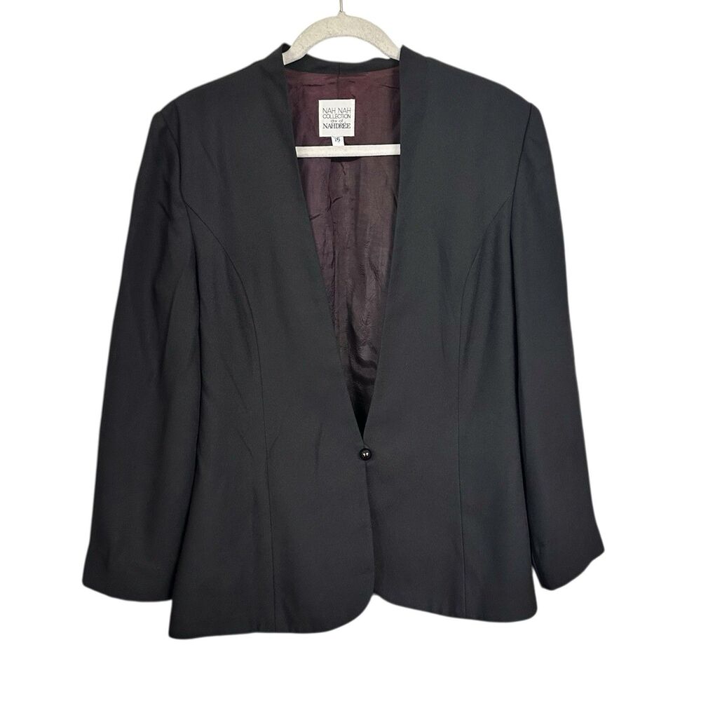 Vintage Nah Nah Collection Div Of Nahdree Womens Sz 16 Black Blazer Suit Jacket